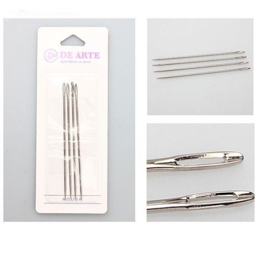 4 Agujas Metálicas de Ojo Largo y Punta Redonda para Bordado por mayor - Hogar por mayor