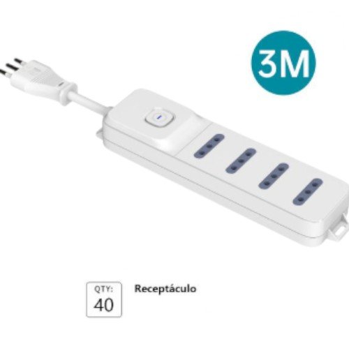 Alargador Eléctrico de 4 Posiciones - Regleta Certificada SEC con Cable de 3M por mayor - Electrónica por mayor