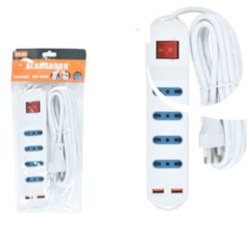 Alargador Eléctrico de 4 Posiciones con Puertos USB - Regleta de 3M con Interruptor por mayor - Electrónica por mayor