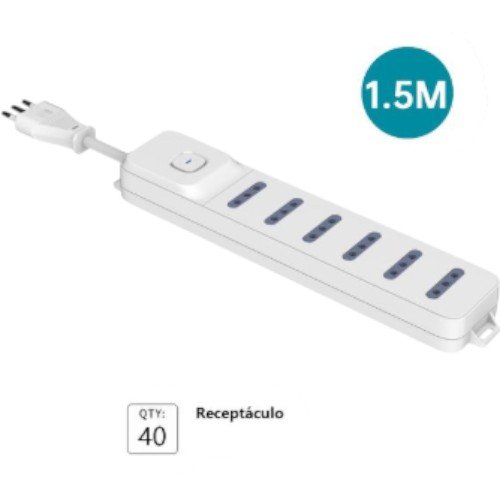 Alargador Eléctrico de 6 Posiciones - Regleta Certificada SEC con Cable de 1.5M por mayor - Electrónica por mayor