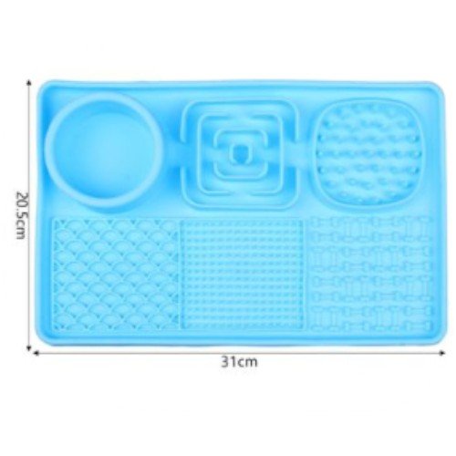 Alfombra con plato incluido de Silicona Multifuncional para Lamer y Alimentación Lenta por mayor - Mascotas por mayor