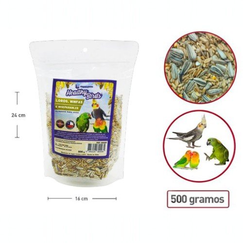 ALIMENTO FORTIFICADO PARA LOROS, NINFAS INSEPARABLES 500 GR por mayor en Chile