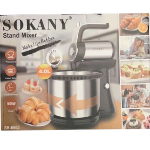  Amasadora de Masa o Batidora de Pedestal SOKANY SK-6662 de 4L 1000W por mayor Electrónica por mayor
