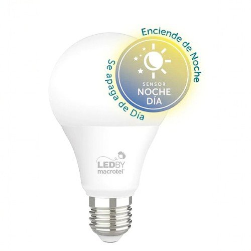 Ampolleta LED Marca BY MACROTEL Modelo E-27 De 7 Watt Con Sensor De Encendido De Noche Y Apagado De Dia. por mayor Electrónica por mayor