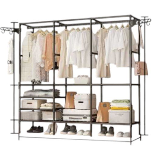 Armario Guardarropa de Triple Cuerpo con Estantería Multinivel y Percheros Laterales por mayor Hogar por mayor