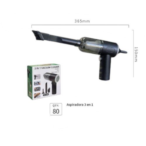 Aspiradora Inalámbrica 3 en 1 Negra de 36.5cm con Múltiples Boquillas y Batería Recargable por mayor - Electrónica por mayor