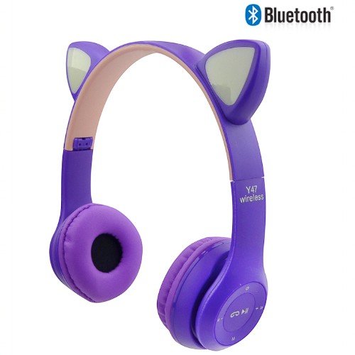 Audifonos Bluetooth, Modelo CAT-Y47, Orejas Con Luz RGB por mayor Electrónica por mayor