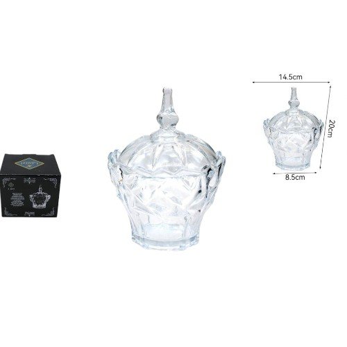 Azucarero de Vidrio con Base Angosta y Tapa Ornamental por mayor Hogar por mayor