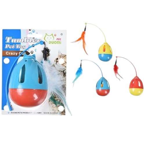 Juguete Interactivo Tipo Porfiado con Movimiento Oscilante, Vara Flexible y Penacho de Plumas para Gato por mayor - Mascotas por mayor