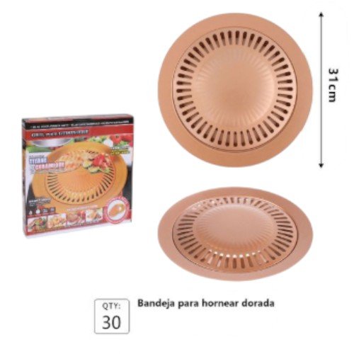 Bandeja de Grill Redonda Antiadherente para Estufa (31cm) por mayor Hogar por mayor