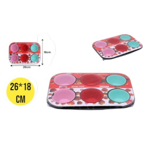 Bandeja de Horno para 6 Muffins con Cápsulas de Silicona de Colores por mayor - Hogar por mayor