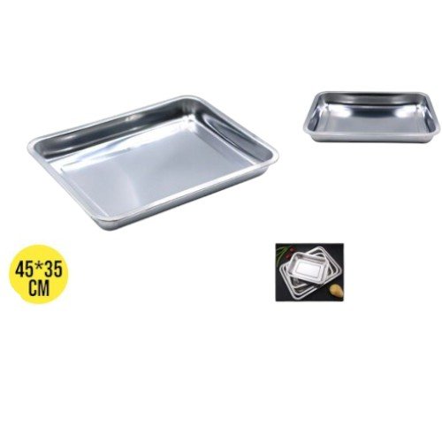Bandeja Metálica Rectangular de Acero Inoxidable 45x35 cm por mayor Hogar por mayor