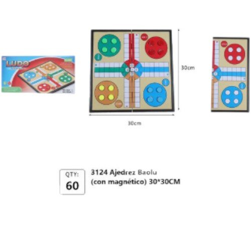 Baoluqi Magnético 3124 - Juego de Estrategia Ludo con Tablero de 30x30cm por mayor - Jugueteria por mayor