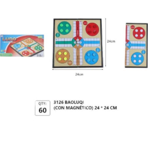 Baoluqi Magnético 3126 - Juego de Ludo Portátil con Tablero de 24x24cm por mayor Jugueteria por mayor