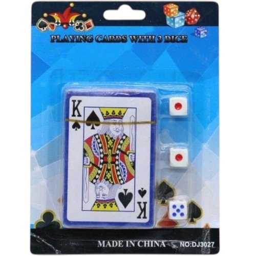 Baraja Inglesa con 3 Dados en Blister por mayor - Jugueteria por mayor
