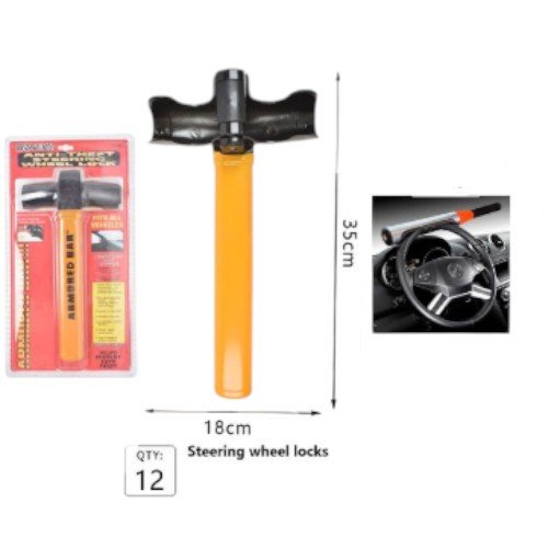 Barra de Bloqueo para Volante Blindada de Alta Visibilidad - Dispositivo Antirrobo Universal por mayor - Electrónica por mayor