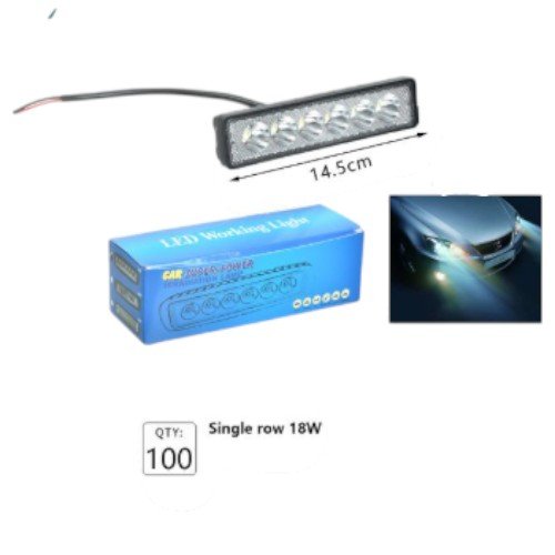 Barra de Luz LED de Una Fila 18W - Foco de Trabajo Auxiliar para Vehículos por mayor Electrónica por mayor
