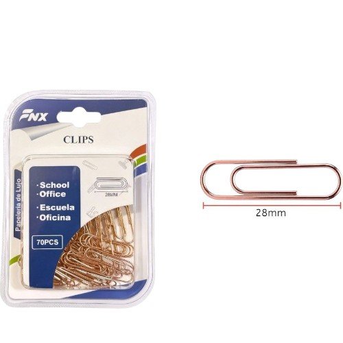 Blíster de Clips Dorados 28mm por mayor - Útiles Escolares por mayor