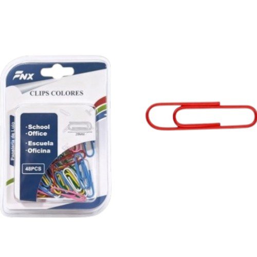 Blíster de Clips Metálicos de Colores 28mm por mayor - Útiles Escolares por mayor