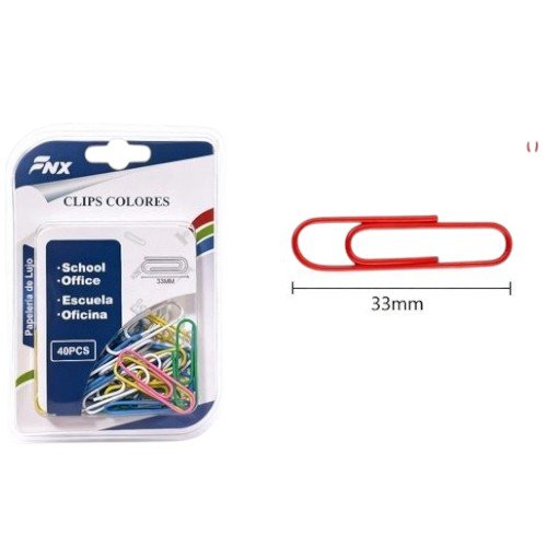 Blíster de Clips Metálicos de Colores 33mm por mayor - Útiles Escolares por mayor