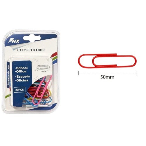 Blíster de Clips Metálicos de Colores 50mm por mayor - Útiles Escolares por mayor
