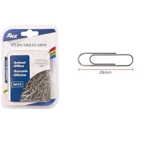 Blíster de Clips Niquelados 28mm por mayor - Útiles Escolares por mayor