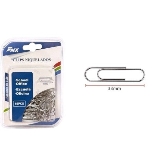 Blíster de Clips Niquelados 33mm por mayor - Útiles Escolares por mayor