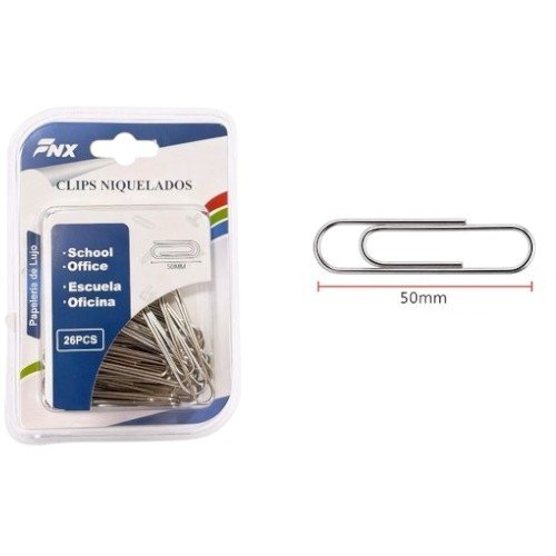 Blíster de Clips Niquelados 50mm por mayor - Útiles Escolares por mayor