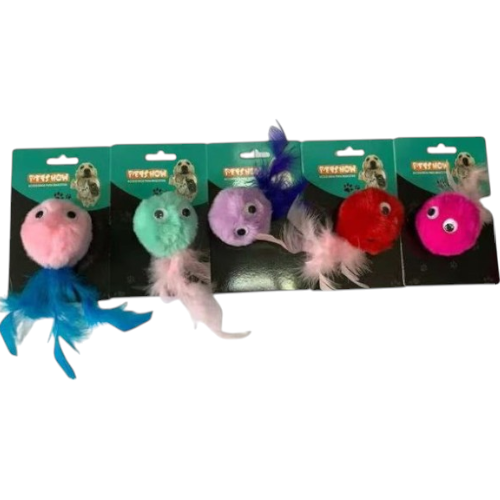 BOLA DE PELOS CON PLUMAS por mayor - Mascotas por mayor