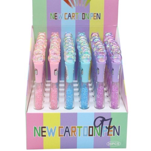 Bolígrafo de Gel Traslúcido con Glitter y Figura de Capibara por mayor - Útiles Escolares por mayor