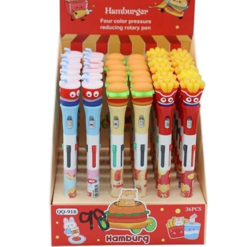 Bolígrafo Multicolor Comida Rápida por mayor - Útiles Escolares por mayor