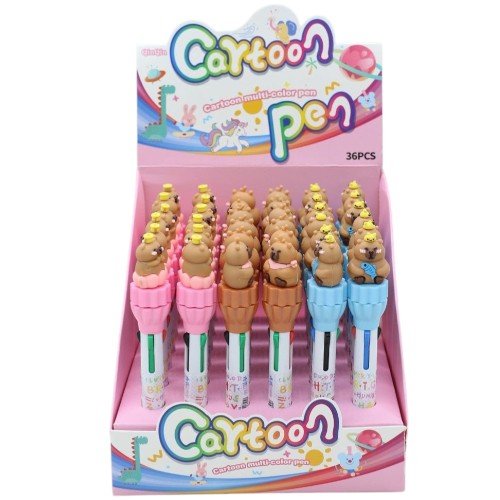 Bolígrafo Multicolor de Capibara con Figura en Relieve por mayor - Útiles Escolares por mayor