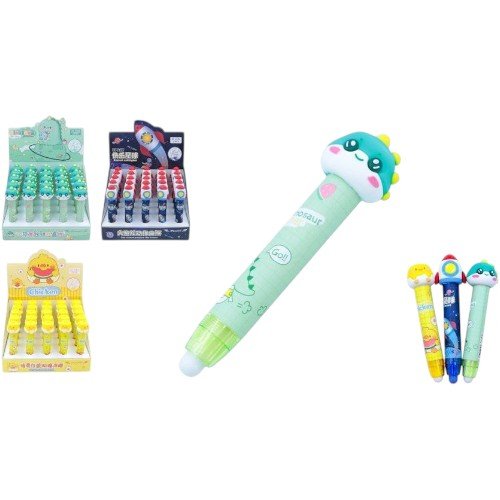 Bolígrafo Retráctil con Borrador y Diseños Animados por mayor - Útiles Escolares por mayor