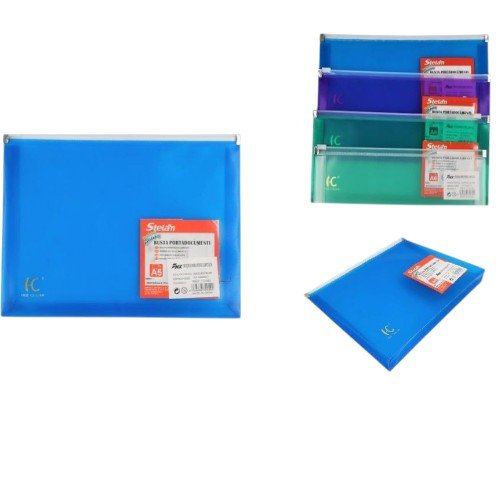 Bolsa de Archivo Transparente con Cremallera A5 - Colores Surtidos por mayor - Útiles Escolares por mayor