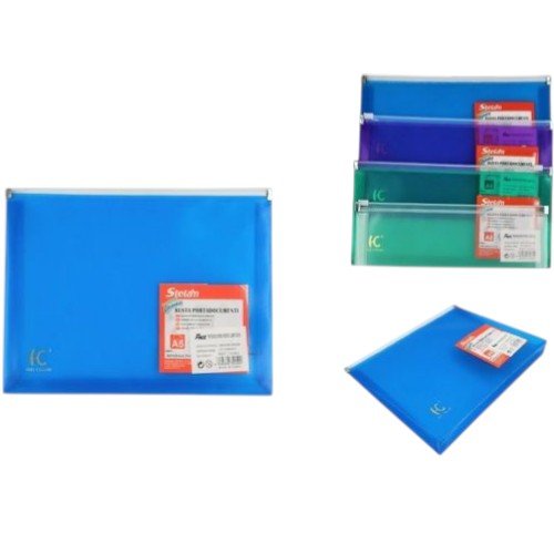 Bolsa de Archivo Transparente con Cremallera Grande - Colores Surtidos por mayor - Útiles Escolares por mayor