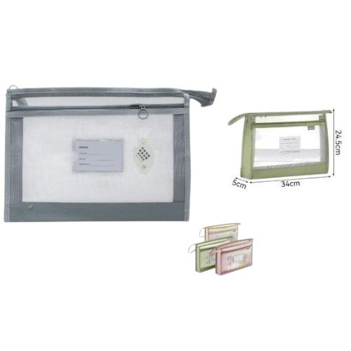 Bolsa de Clasificación Translúcida con Doble Compartimento y Cremallera por mayor Útiles Escolares por mayor