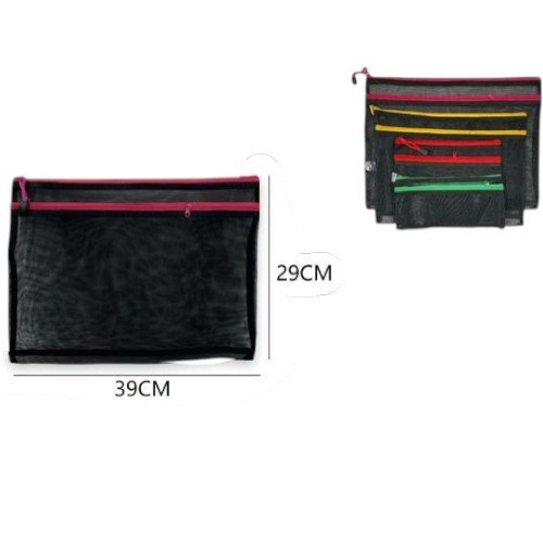 Bolsa de Malla B4 con Doble Compartimiento y Cierre de Color por mayor Útiles Escolares por mayor