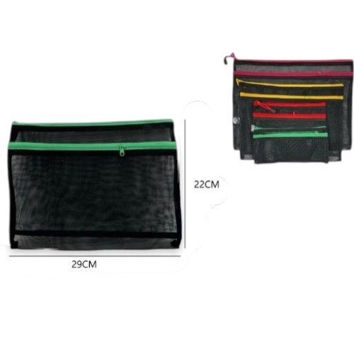 Bolsa de Malla B5 con Doble Compartimiento y Cierre de Color por mayor Útiles Escolares por mayor