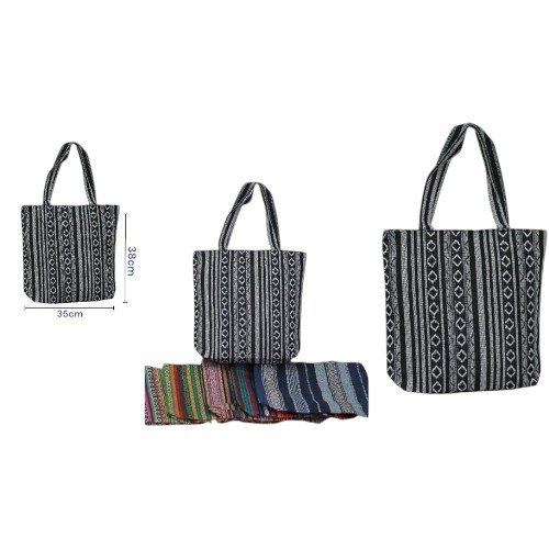 Bolso Tote de Tela con Diseño de Líneas Étnicas y Asa de Hombro por mayor - Hogar por mayor