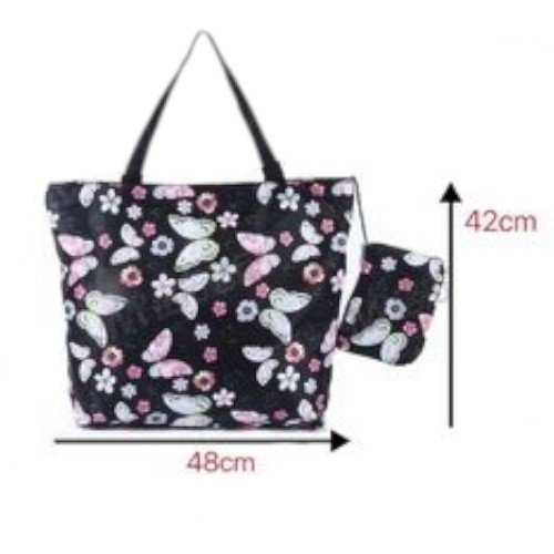 Bolso Tote Portátil Plegable con Cremallera y Estuches de Diseños Florales por mayor - Hogar por mayor