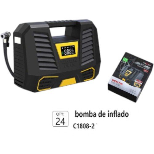Bomba Infladora de Doble Propósito C1808-2 - Compresor Digital Inalámbrico + DC 12V por mayor Electrónica por mayor