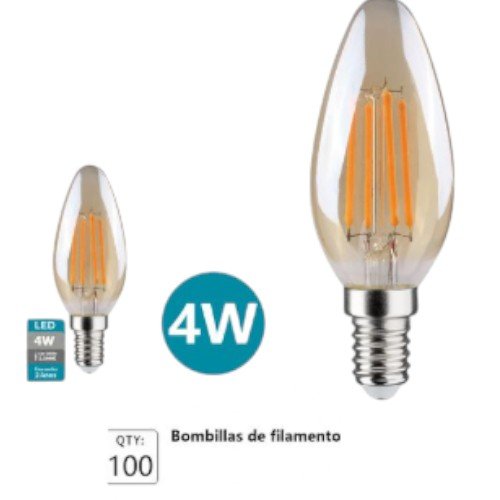 Bombilla decorativa de filamento LED modelo C35 4W por mayor Electrónica por mayor
