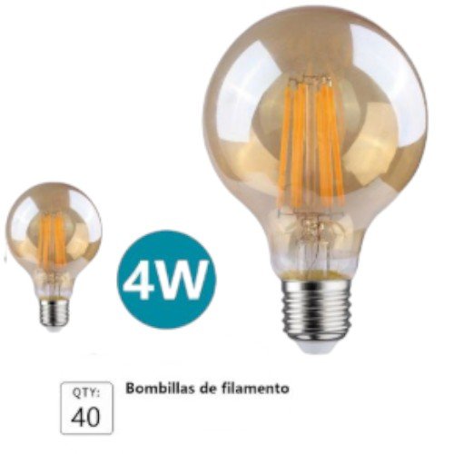 Bombilla LED de filamento estilo Globo G80 de 4W por mayor Electrónica por mayor
