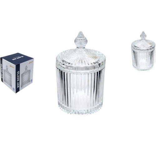 Bombonera de Vidrio Estriado con Tapa Ornamental por mayor Hogar por mayor