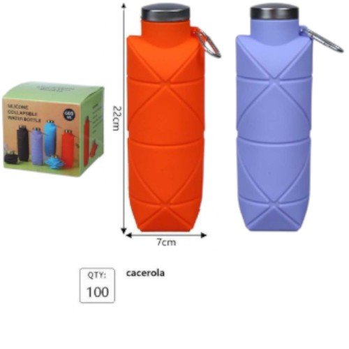 Botella de Agua Colapsable de Silicona de 600 ml con Mosquetón de Transporte por mayor Hogar por mayor