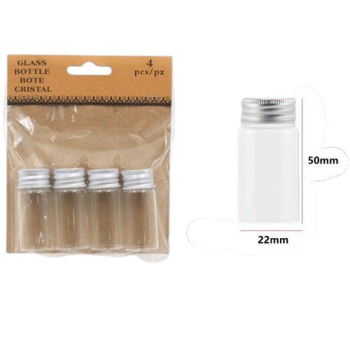 Botella de Vidrio con Tapa de Aluminio 22x50mm por mayor - Hogar por mayor