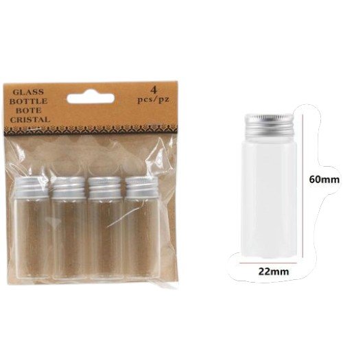 Botella de Vidrio con Tapa de Aluminio 22x60mm por mayor - Hogar por mayor