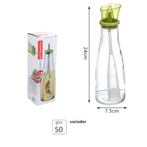 Botella de Vidrio dispensadora para Aceite y Vinagre con Tapa Dosificadora Verde (24cm por mayor - Electrónica por mayor