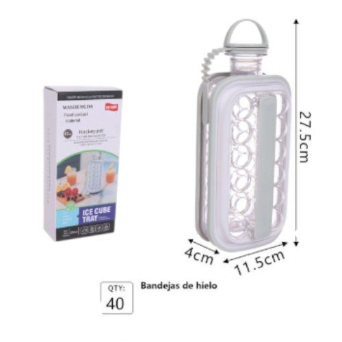 Botella y Bandeja Portátil para Hacer Cubitos de Hielo - Diseño 2 en 1 con Tapa Hermética (27.5cm) por mayor - Electrónica por mayor
