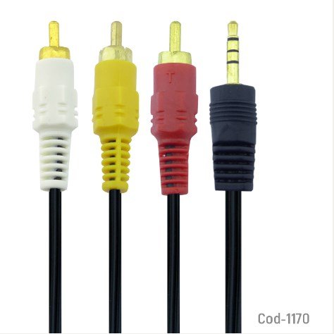 Cable RCA 3X1 Plug Dorado, Cable 150Cm, RCA X 1 Plug 3,5Mm por mayor - Electronica por mayor